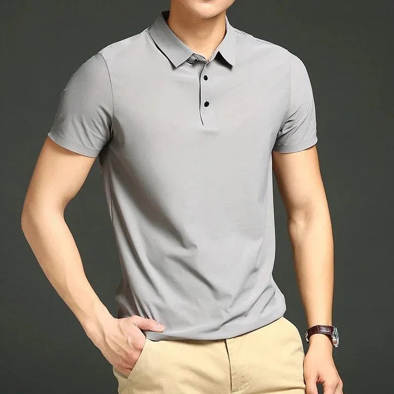 Camisa Polo Masculina em Seda Gelo Vizencci