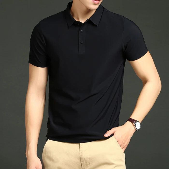 Camisa Polo Masculina em Seda Gelo Vizencci